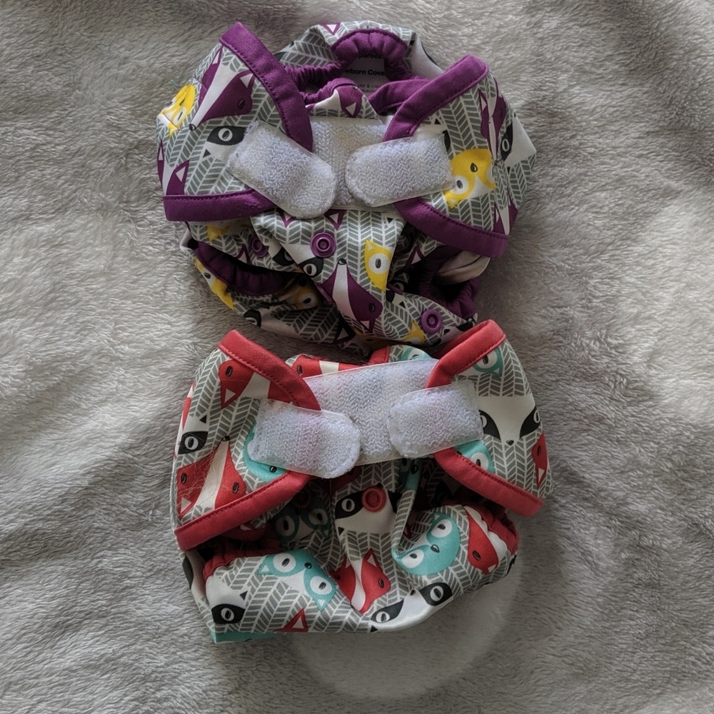 EUC Rumparooz Velcro Cloth Diaper Covers - Fox/owl